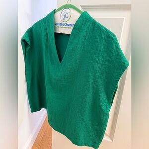 Anthropologie Maeve Green V-Neck Textured Women's Blouse